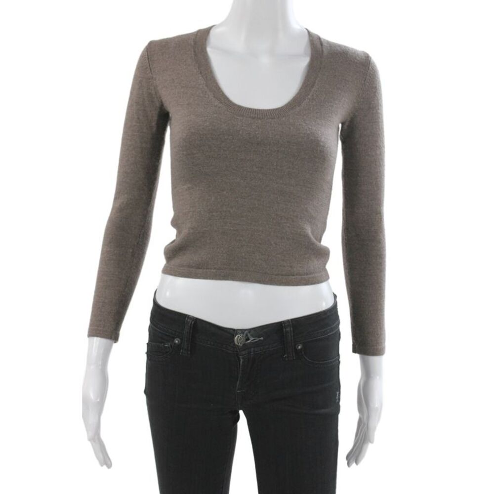Reformation Women Cashmere Scoop Neck Pullover Brown Long Sleeve Size XS